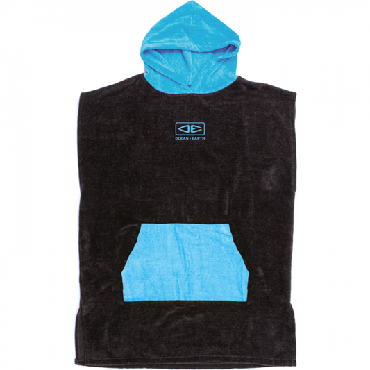 Ocean and Earth Youth Hooded Poncho Black/Cyan