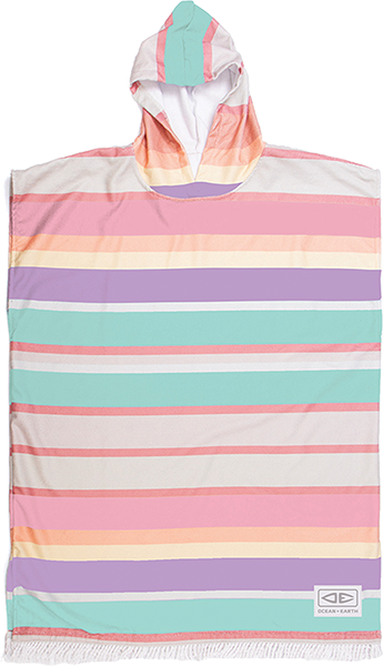 Ocean and Earth Youth Sunkissed Hooded Poncho Multi Stripe