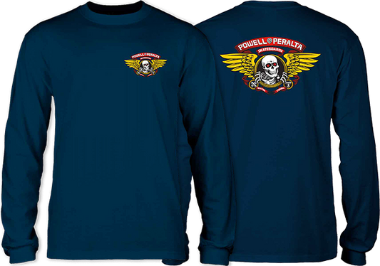 Powell Peralta Winged Ripper Long Sleeve Shirt LARGE Navy Blue