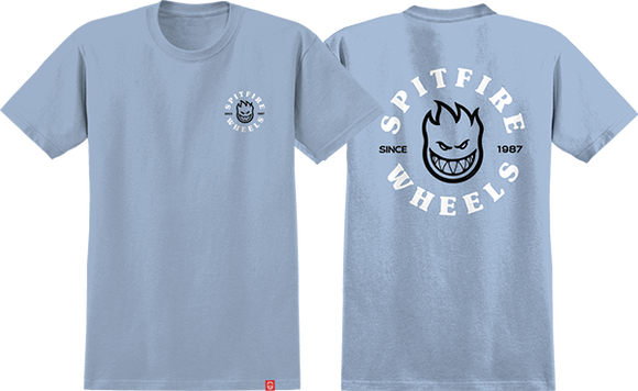 Spitfire Bighead Classic T-Shirt - Size: SMALL -Lt. Blue/Black/White