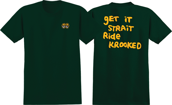 Krooked Strait Eyes T-Shirt - Size: SMALL -Forest Green/Gold