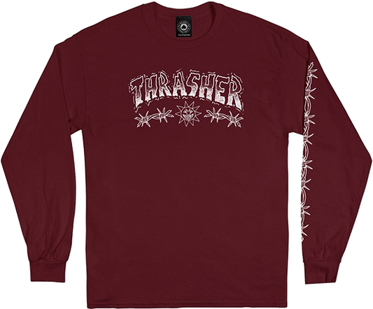 Thrasher Barbed Wire Ls Size: X-LARGE Maroon