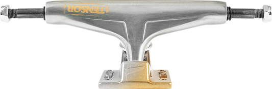 Tensor Reg Alum 5.25 Stencil Mirror Raw/Gold Fade Skateboard Trucks (Set of 2)