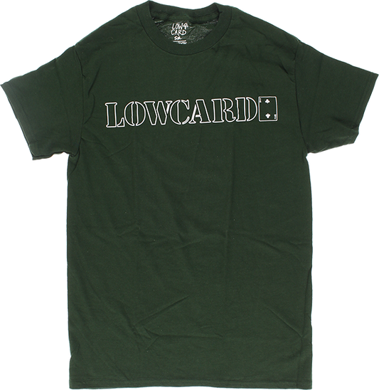 Lowcard Standard Outline T-Shirt - Size: Medium Forest Green/White