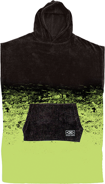Ocean and Earth Youth Southside Hooded Poncho Black/Lime