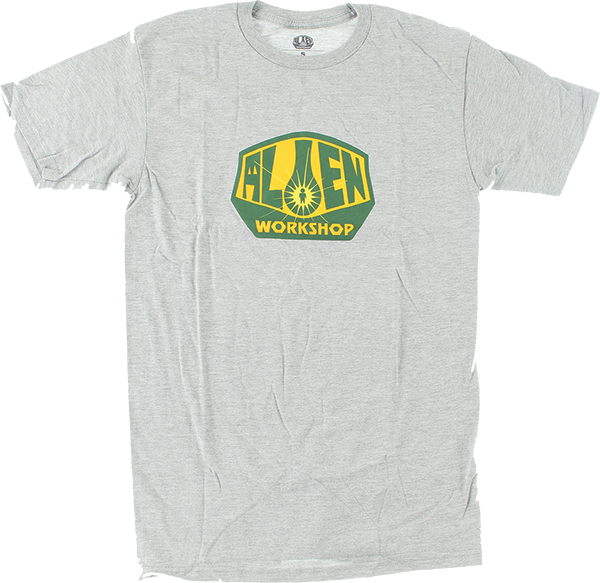 Alien Workshop OG Logo T-Shirt - Size: Medium Heather Grey/Gold/Green