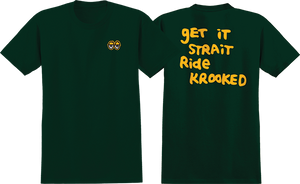 Krooked Strait Eyes T-Shirt - Size: MEDIUM-Forest Green/Gold