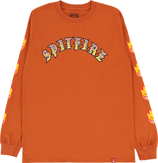 Spitfire Old E Bighead Fill Sleeve Long Sleeve Shirt LARGE Orange/Gold/Red