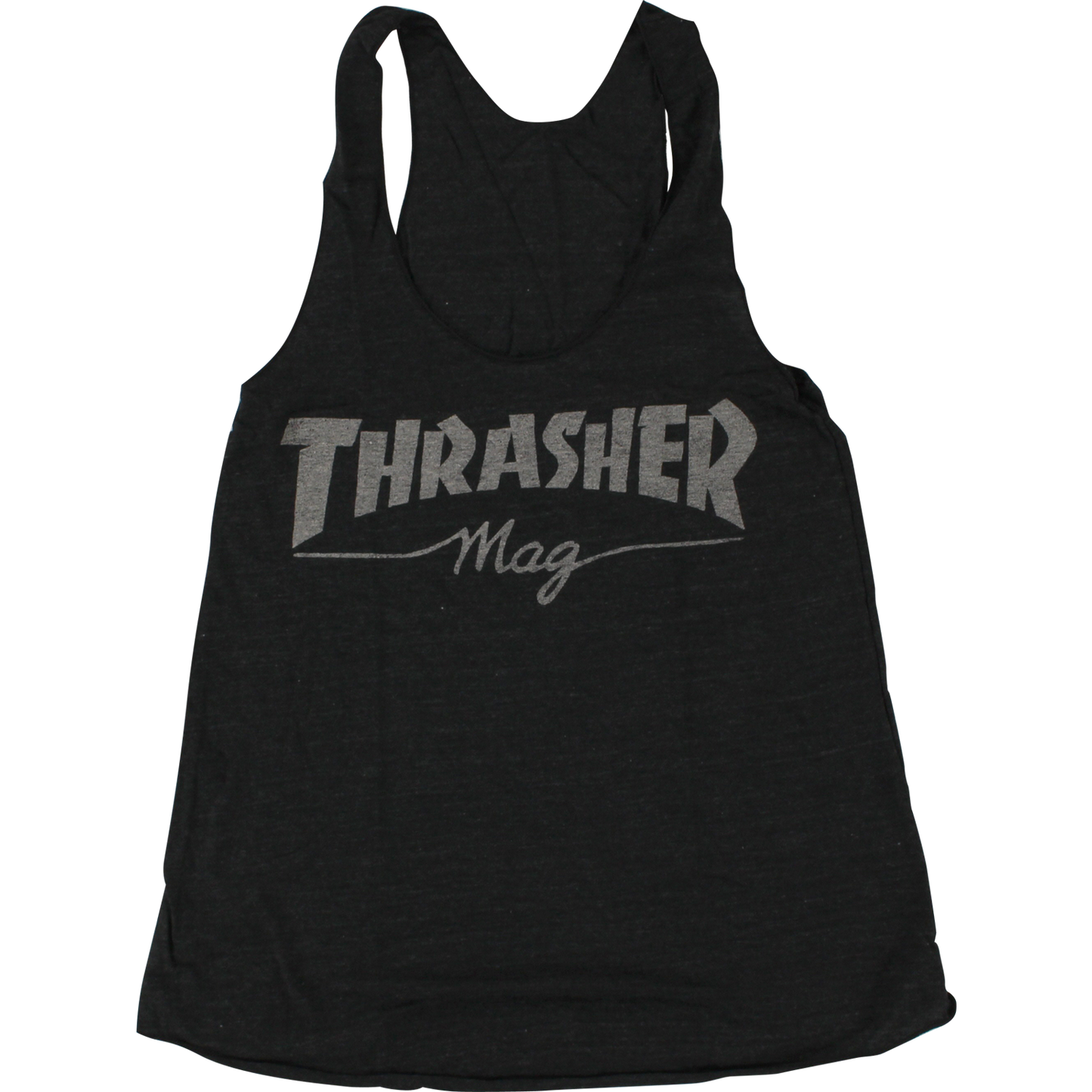 Thrasher Girls Mag Logo Racerback Tank Size: LARGE Black Hthr.