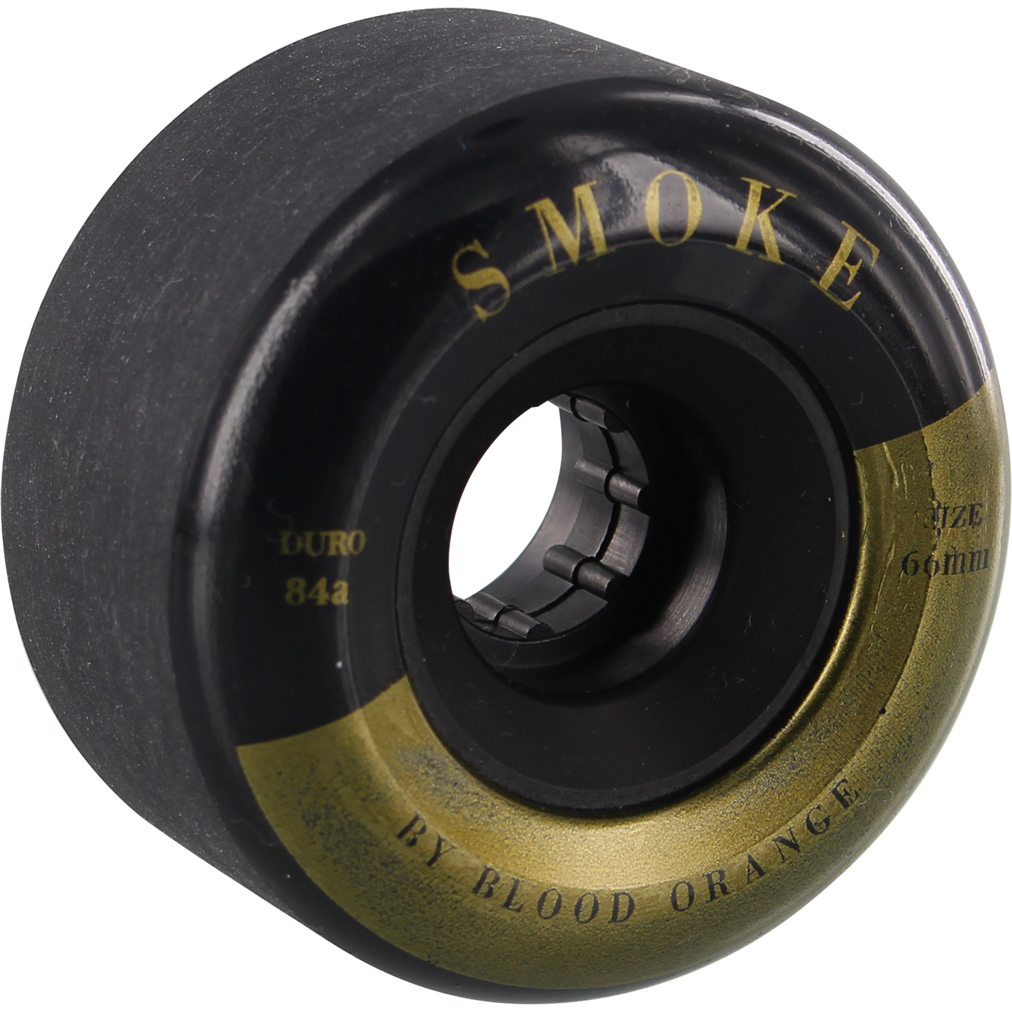Blood Orange Smoke 66mm 84a Black/Gold Longboard Wheels (Set of 4)