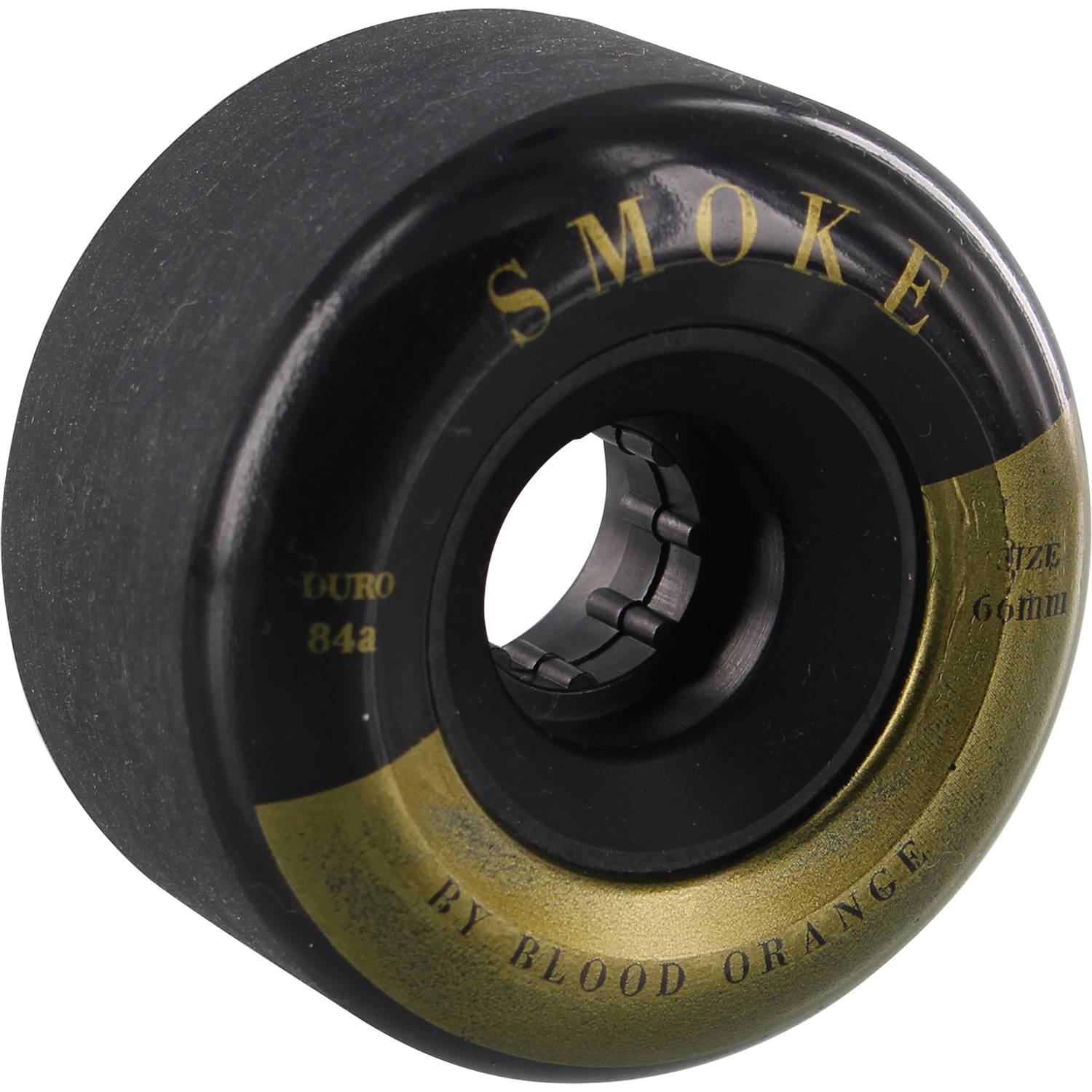 Blood Orange Smoke 66mm 84a Black/Gold Longboard Wheels (Set of 4)