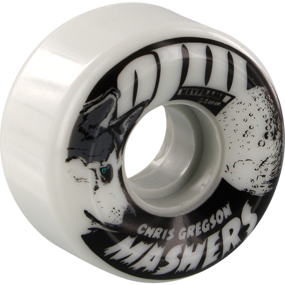 OJ Wheels Gregson Mashers 56mm 87a  White/Black Skateboard Wheels (Set of 4) | Universo Extremo Boards Skate & Surf