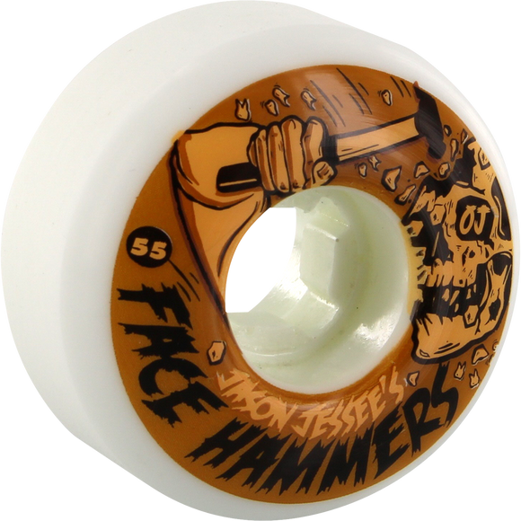 OJ Wheels Jessee Face Hammers 55mm 101a White Skateboard Wheels (Set of 4) | Universo Extremo Boards Skate & Surf