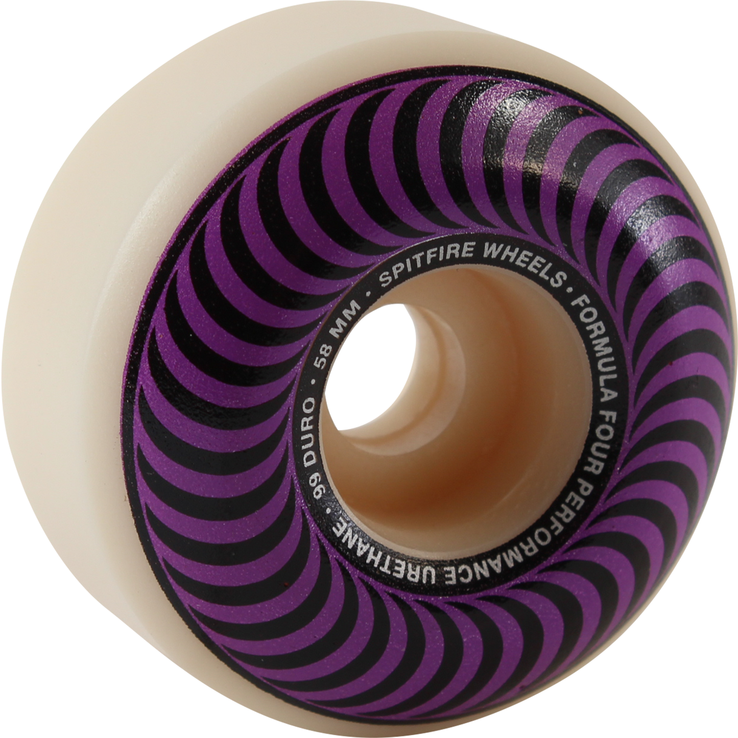 Spitfire F4 99a Classic Swirl 58mm White W/Purple Skateboard Wheels (Set of 4)