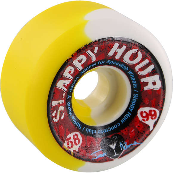 Speedlab Adams Slappy Hour 58mm 99a White/Yellow Swirl Skateboard Wheels (4 Set)