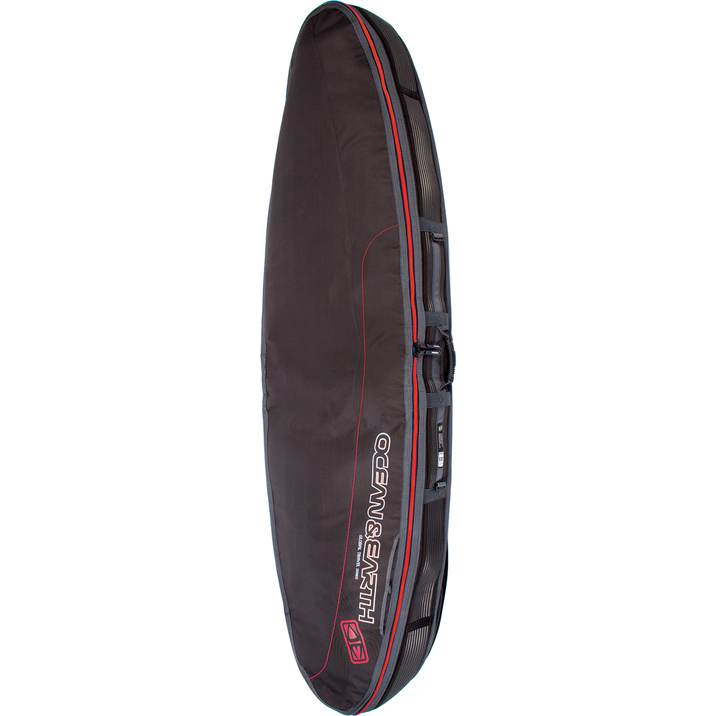 O&E Ocean & Earth Triple Compact Shortboard Cover 7'2" Black/Red/Grey