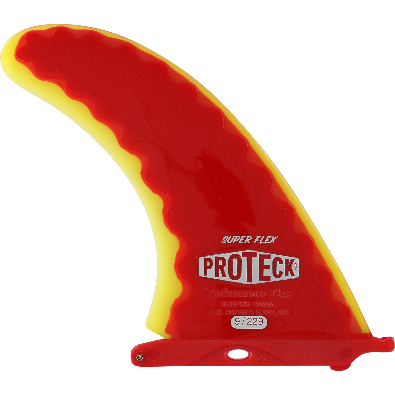 Proteck Super Flex Lb Center 9.0 Red/Yellow Surfboard FIN  -  1 SINGLE FIN