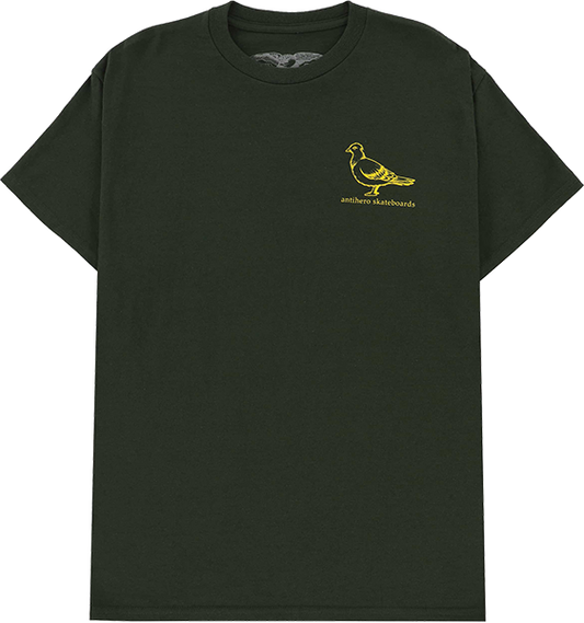 Antihero Basic Pigeon T-Shirt - Size: SMALL Forest Green/Yellow