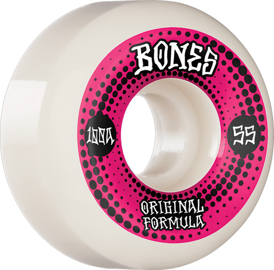 Bones Wheels 100'S Og V5 Originals 55mm 100a White Skateboard Wheels (Set of 4)