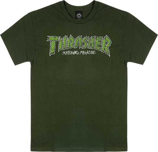 Thrasher Brick T-Shirt - Size: MEDIUM Forest Green/Green