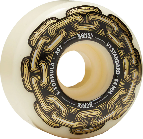 Bones Wheels Xf X97 V1 Std 54mm 97a Gold Chain Nat Skateboard Wheels (Set of 4)