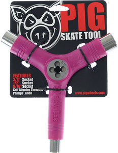 Pig Skate Tool-Neon Pink Tri-Socket/Threader