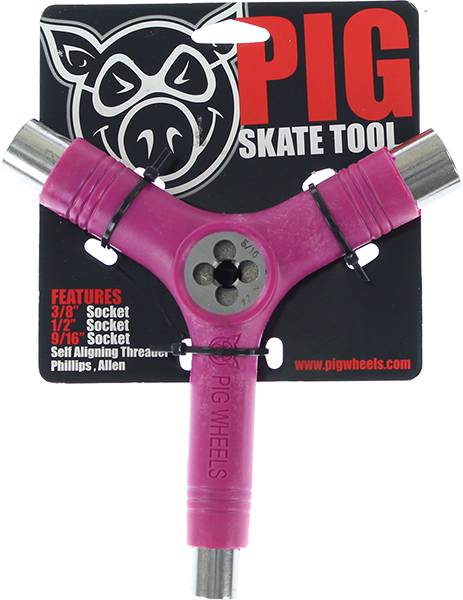 Pig Skate Tool-Neon Pink Tri-Socket/Threader