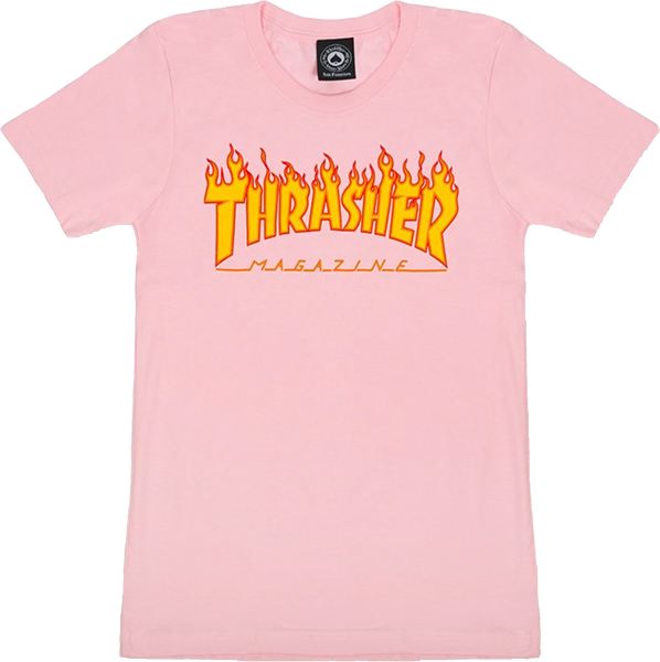 Thrasher Flame Logo Girls T-Shirt - Size: SMALL Pink
