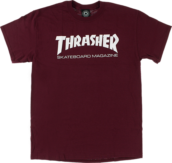 Thrasher Skate Mag T-Shirt - Size: LARGE Maroon/White