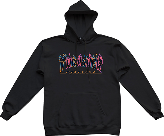 Thrasher Double Flame Neon Hooded Sweatshirt - X-LARGE Black