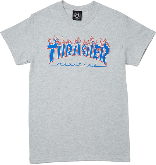 Thrasher Patriot Flame T-Shirt - Size: MEDIUM Heather Grey