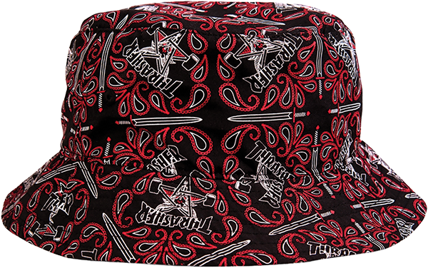 Thrasher Bandana Bucket Skate Skate HAT - Small/Medium-Black/Red  