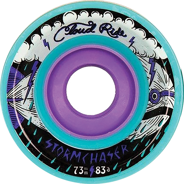 Cloud Ride! Storm Chaser 73mm 83a Turquoise Longboard Wheels (Set of 4)
