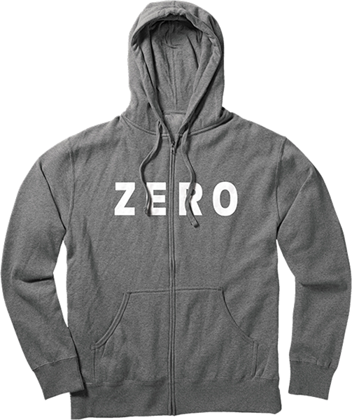 Zero Army Zip Hooded Sweatshirt - LARGE Heather Grey/White