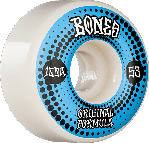 Bones Wheels 100'S Og V4 Originals 53mm 100a White Skateboard Wheels (Set of 4)