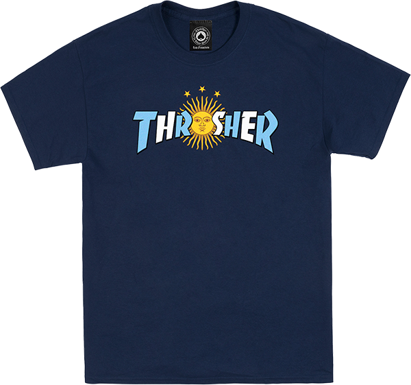 Thrasher Argentina Estrella T-Shirt - Size: MEDIUM Navy