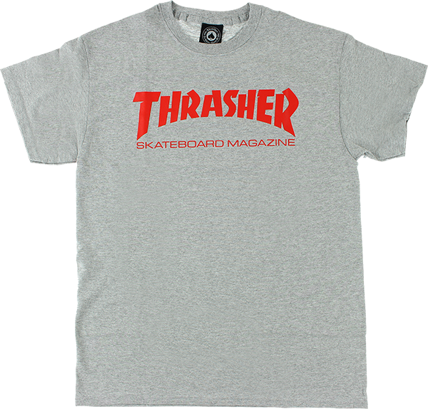 Thrasher Skate Mag T-Shirt - Size: MEDIUM Heather Grey/Red