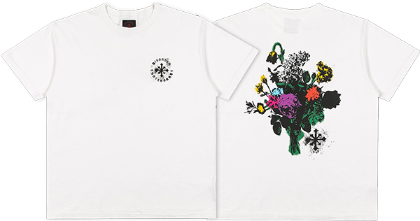 Disorder Floral Stencil T-Shirt - Size: LARGE Vintage White