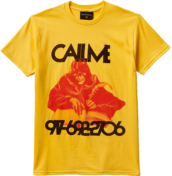 Call Me Reaper T-Shirt - Size: SMALL Yellow
