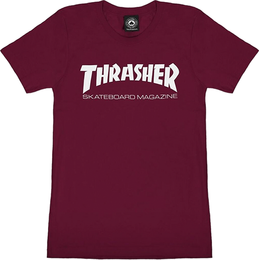 Thrasher Mag Logo Girls T-Shirt - Size: X-SMALL Maroon