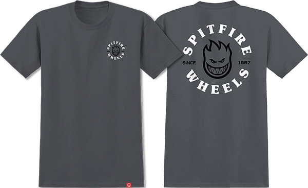 Spitfire Bighead Classic T-Shirt - Size: MEDIUM Charcoal/Black/White