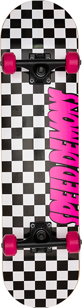 Speed Demons Checkers Complete Skateboard -7.75 Black/Pink 
