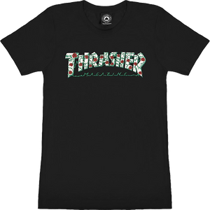 Thrasher Roses Logo Girls T-Shirt - Size: LARGE Black
