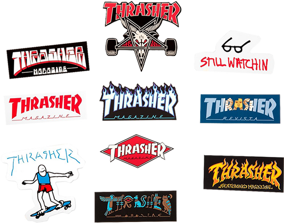 THRASHER 10/PACK COLLAGE ASSORTED DECALS