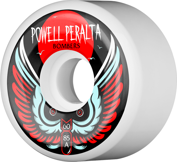 Powell Peralta Bomber III 85a 60mm White Skateboard Wheels (Set of 4)