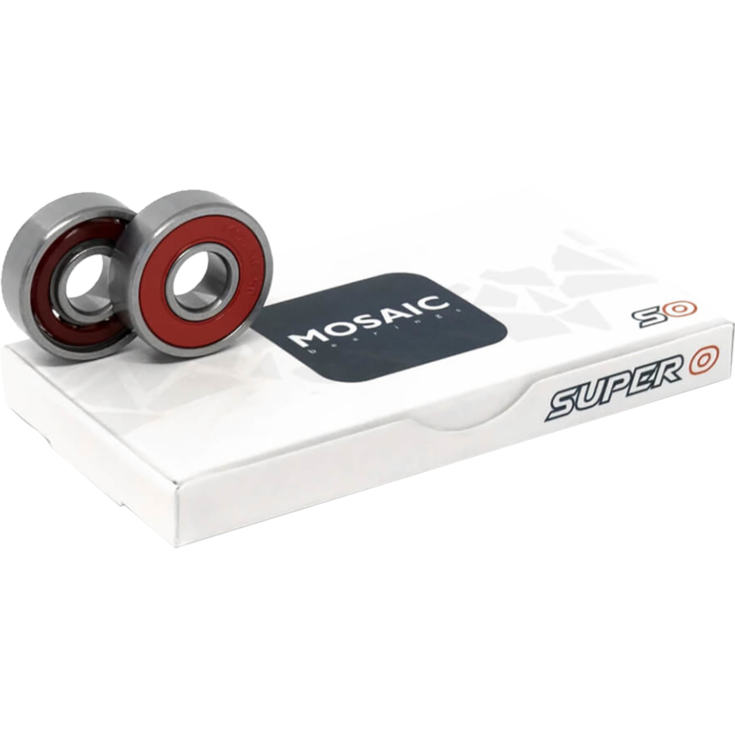 Mosaic Super 0 Abec-5 Bearings Silver/Red Single Set - 8 Pieces