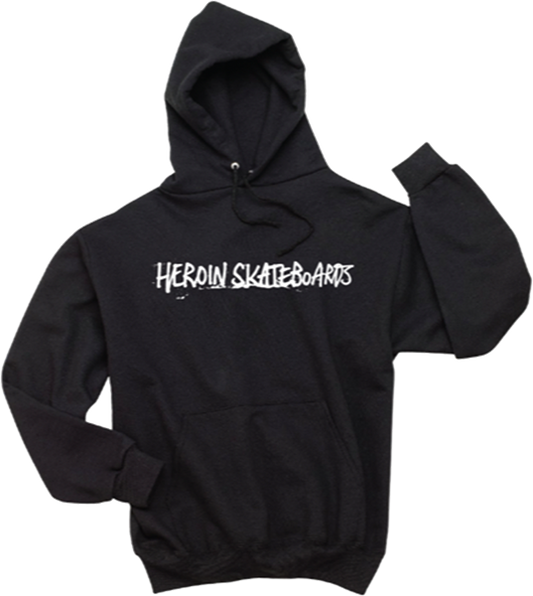 Heroin Painted Hooded Sweatshirt - MEDIUM Black