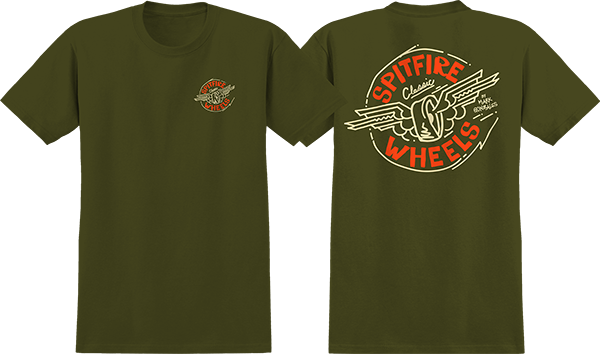 Spitfire Gonz Flying Classic T-Shirt - Size: SMALL Military Green