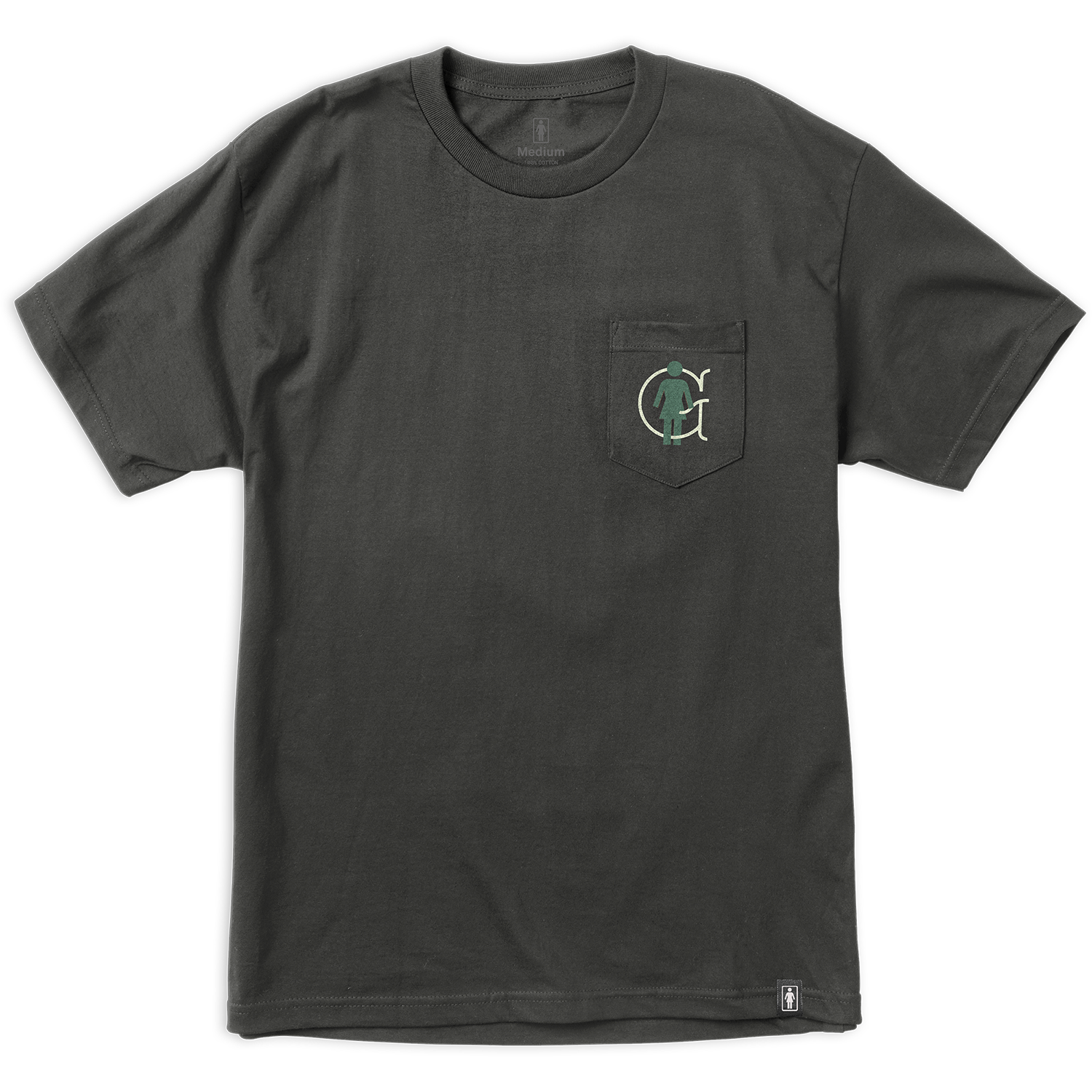 Girl Og Liner Pocket Short Sleeve T-Shirt - Size: SMALL Graphite
