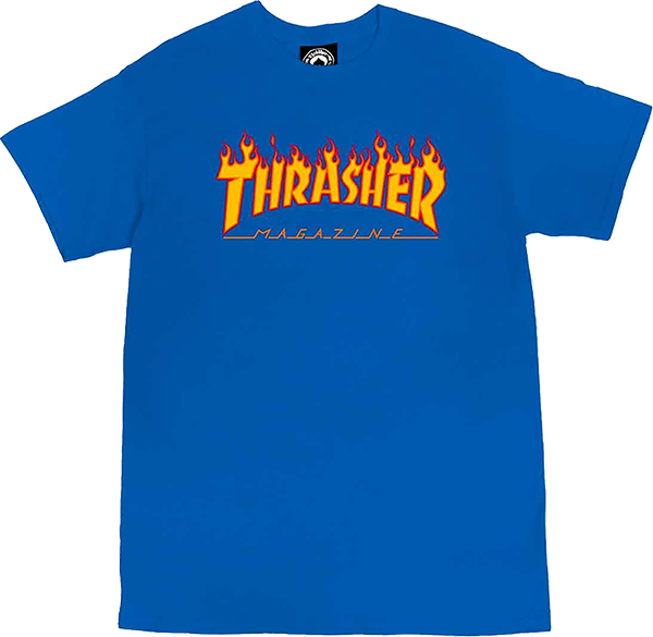Thrasher Flame T-Shirt - Size: LARGE Royal Blue